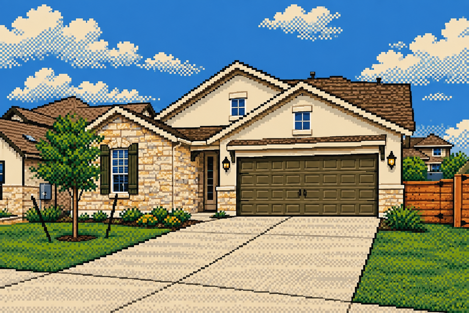 Pixel-art interpretation of 1821 Donetto Dr